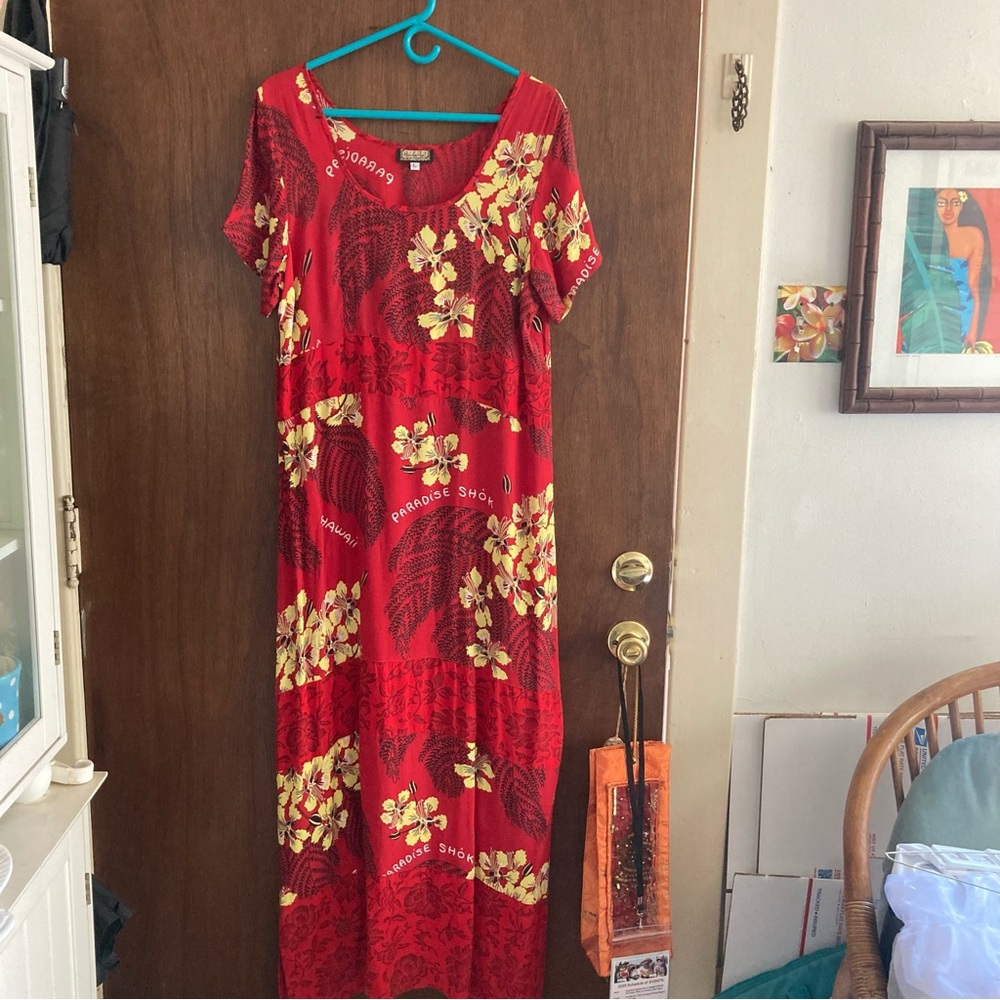 Red V-Neck Maxi Sundress Casual Resort Wear